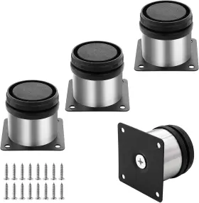 Kyuionty210119-0032 Kyuionty Set Of 4 Stainless Steel Furniture Cabinet Legs 2 Inch Silver Black