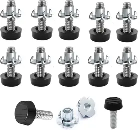 Lanbeautify 616943704280 1/4 Inch Thread Furniture Feet Levelers - 20 Pack Adjustable Leveling Black
