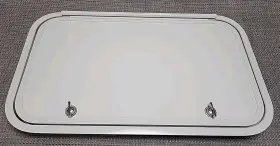 Lci 606345305260 Rv Baggage Door 26 Inch X 15 Rounded Corners White Fiberglass Unkeyed See Pics