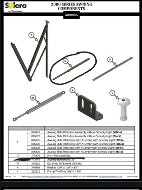 773929 Lci Edge Or 2000 Series Rv Awning Adjustable Pitch Arm Part 30 1/2 Inch