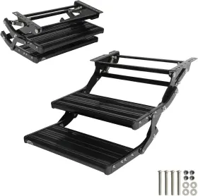 Ms-b-550-s Leadallway Rv Step Camper Stair Folding Manual Double Drop Down Steps Black