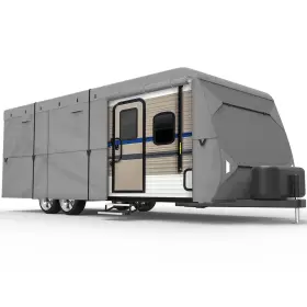 148964 Leaders Accessories Leader Travel Trailer Cover 31ft7 Inch - 34ft Grey Rv Camper