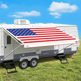 Lvaf173afg Leaveshade Rv Awning Replacement Fabric 17ft3 Inch Fit For 18ft Usa Flag Customlooking