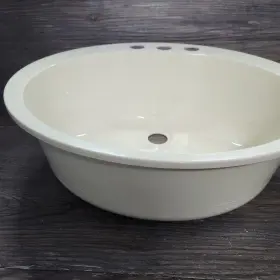 209354 Lippert Components Inc 14in X 17in Oval Lavatory Sink 3 Faucet Holes Parchment #2