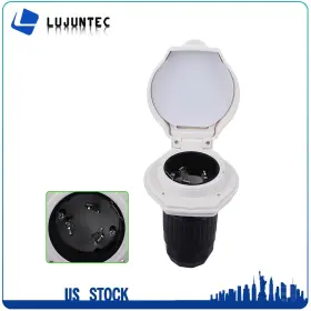 Ap16062le760er Ljt 50 Amp 125v/250 Power Cord Twist Electrical Lock In White Boat Rv Marine Inlet