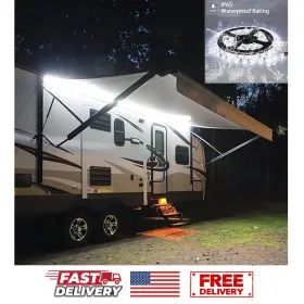 Mntk-45432 Lrimauix Rv Awning Lights 12v 16.4ft White Camping Motorhome Travel Trailer Food Trucks Mntk-45432 Lrimauix Rv Awning Lights 12v 16.4ft White Camping Motorhome Travel Trailer Food Trucks