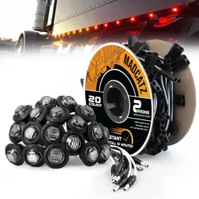 Fbm-mc-3led-dc-10bky-10bkr Madcatz 941620318257 20 Pcs Mini Round Smoked Lens Side Marker Lights 3led For Truck Trailer 12v