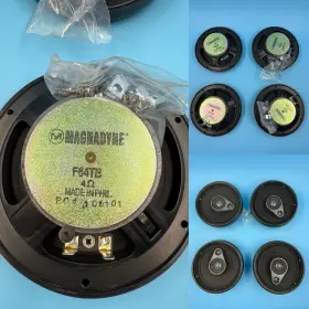 F64tb Magnadyne Vintage Lot Of 4 Black Speaker With Grill