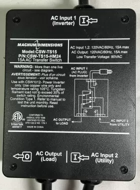 Csw-ts15-hm24 Magnum Dimensions 15a Ac Transfer Switch Csw-ts15-hm24 Magnum Dimensions 15a Ac Transfer Switch