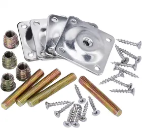 Maricome 711469053239 4pcs Leg Mounting Plates With Screws For Sofa Couches Tables Flat Silver