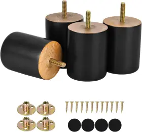 Mcup030-bl Maricome 3 Inches Wood Legs Set Of 4 Black Round Inch Mcup030-bl Maricome 3 Inches Wood Legs Set Of 4 Black Round Inch
