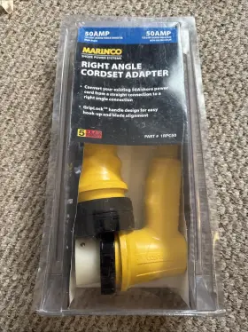1rpc50 Marinco New Shore Park Power Right Angle Cordset Adapter 50amp 125/250v