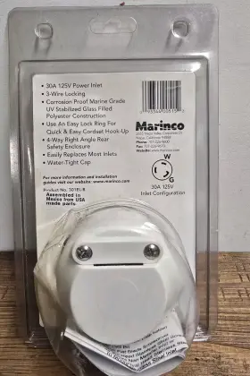 301el-b Marinco 30 Amp 125v Off White Power Easy Lock Inlet With Stainless Steel Trim Rv #2 301el-b Marinco 30 Amp 125v Off White Power Easy Lock Inlet With Stainless Steel Trim Rv #2