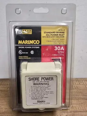 301el-b Marinco 30 Amp 125v Off White Power Easy Lock Inlet With Stainless Steel Trim Rv 301el-b Marinco 30 Amp 125v Off White Power Easy Lock Inlet With Stainless Steel Trim Rv