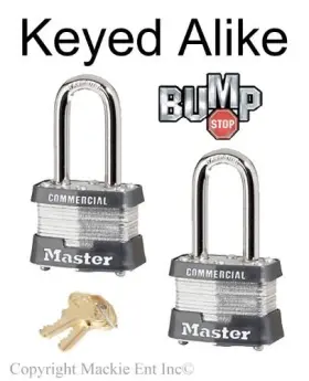 3nkalf-2 Master Lock 3nkalf Padlock - Two 2 Keyed Alike Locks With Bump Stop Technology