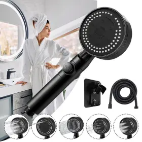 35755 Mdhand Rv High Pressure Shower Head Handheld Heads 8 Spray Modes With 5 Ft Hose