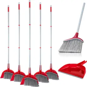 Lo-meanplan-26299 Meanplan 5 Pcs Angle Broom And Dustpan Combo Set For School Classroom Red
