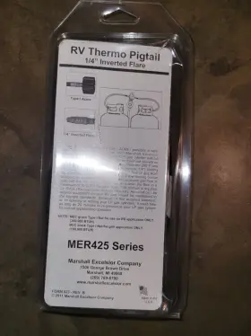 Mer425 Mec 18 Inch Oal Type 1 Rv Thermo Pigtail 1/4 Inverted Flare Series #2