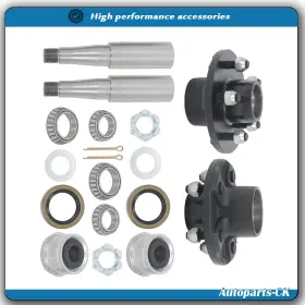 Ack3566098 Munirater 2 Sets 5 On 4.5ft Trailer Hub Kit With Bearing Rubber Plug Dust Cap
