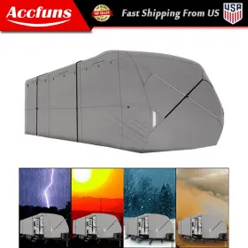 Munirater Afu57328f Fit For Camper 30ft-33ft Trailer Rv Cover Gray Upgraded 4-ply Waterproof Anti-uv