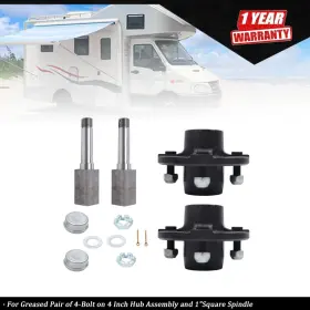 Tur953920i Munirater 2 X Assembled 4 On Inch Trailer Hub Kit And 1 Square Spindle With Bear