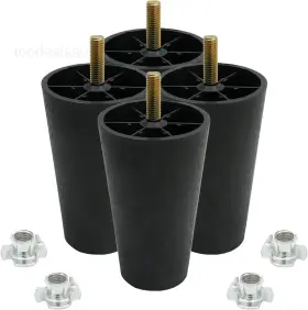 Qzd117 Murtenze 4pcs 4 Inch Sofa Legs Round Tapered Plastic 4inch Black