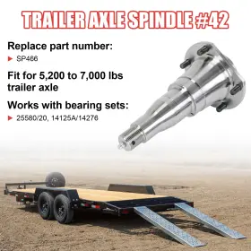 Sp466 Myautopartsstore 2 Pack Spindle #42 E-z Lube With 5-bolts For 5200-7000 Lbs Trailer Axle