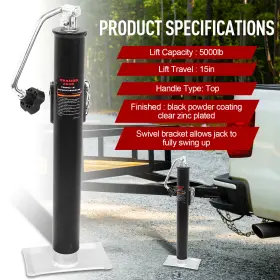 Gjstcq5000lbsubx1 Nbyingyi 15 Inch Lift 5000 Lbs Trailer Tongue Jack Pipe-mount Swivel Stand With Footplate Gjstcq5000lbsubx1 Nbyingyi 15 Inch Lift 5000 Lbs Trailer Tongue Jack Pipe-mount Swivel Stand With Footplate