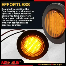 New Sun 620865002270 4pcs Premium 2.5 Inch Round Led Trailer Lights 13 Amber Leds Side Marker C #2
