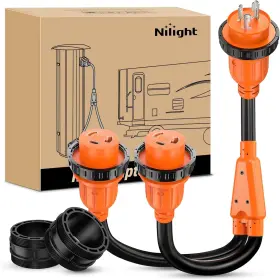 Nilight 840323964111 30 Amp Rv Marine Boat Shore Power Y Splitter Adapter Cord With Locking Ring
