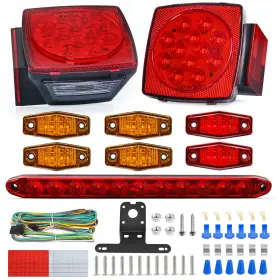 Tr-155 Nilight Led Trailer Light Kit Square Stop Turn Tail Red Amber Side Marker Lights Thir Tr-155 Nilight Led Trailer Light Kit Square Stop Turn Tail Red Amber Side Marker Lights Thir