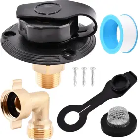 22380839 Ninefox Rv City Water Inlet With Check Valve 3/4 Nh Female To 1/2 Npt Male Flange