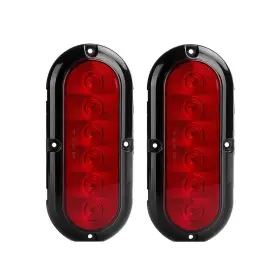 Npauto 725766070479 2pcs 6 Inch Oval Trailer Tail Lights Red Led Stop Turn Brake Light Trail