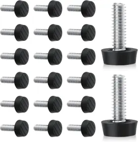17027 Nqeuepn 20pcs M6 Metric Screw In Chair Feet Galvanized Iron Medium Black Silver