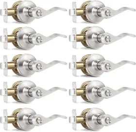 Chengxing-00013us Onateel 10 Pack Privacy Door Levers Brushed Nickel Finish