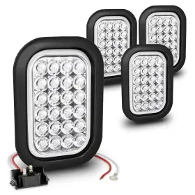 Online Led Store 810097590199 True Mods 4pc White 5x3 3x5 Inch Rectangle Trailer Tail Light Kit Dot Fmvss
