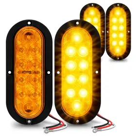 Online Led Store 816165028663 Amber Oval Trailer Tail Light Kit - 4pc Waterproof For Rv And Boat