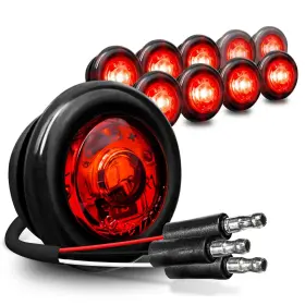 Online Led Store 816165029059 True Mods 10pc 3/4 Inch Round Red Trailer 12v Marker Light 3 Wire/turn B