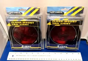 St40rs Optronics 2 Trailer Round Tail Light Stop Turn Flush Mount Red Nos