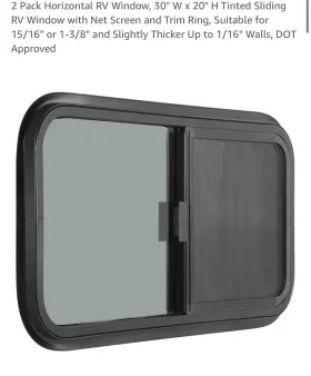 Rw-hoz-30x20-2p Outprize 2 Pack Horizontal Rv Window 30 Inch W X 20 H Tinted With Screen