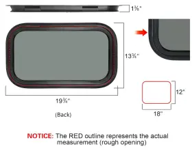 Trsa000006019 Outprize Rv Window 12 Inch X 18 For Camper Trailer Tinted Glass With Mounting Ring #2