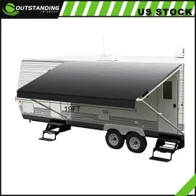 Ou11870123178298parts Outstanding-carparts 18.1ft Length Fabric Rv Awning Camper Black Replacement Shade 8ft 96 Inch