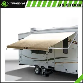 Ou11870137178315parts Outstanding-carparts Rv Awning Fabric 13.1 Feet Length Camper Yellow Replacement Shade 8ft 96 Inch