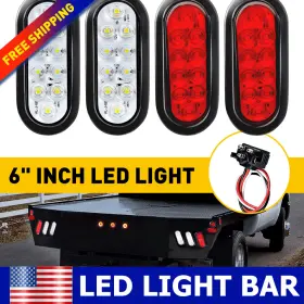 Wwd-wcd-49583 Oxilam-advanced 6 Inch Oval Trailer Truck Stop Turn Tail Brake Reverse Backup Light 10 Led White Red