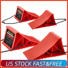 Od0624r  Pahtto Free Shipped 4 Pack Heavy Duty Wheel Chocks With Rope Non-slip Red Us Stock