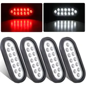 Wcxt-043 Partswcgg 4pcs 6 Inch Oval Red Stop Turn Tail Lights To White Back-up 12 Led Rou Wcxt-043 Partswcgg 4pcs 6 Inch Oval Red Stop Turn Tail Lights To White Back-up 12 Led Rou