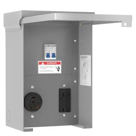 30a001 Perpending Rv Temporary Power Outlet Panel Prewired Etl 20/30a Weatherproof Breaker For
