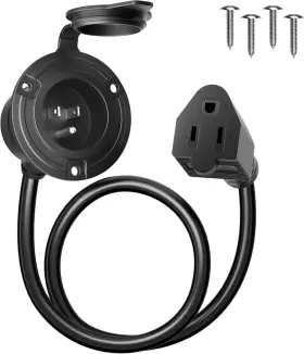 18in-1pole Plugsaf 3x14port Shore Power Inlet Plug 15 Amp 125v Ac Port With Black