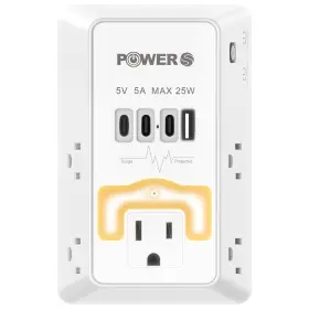 Ps-827sb-3c1a Power S Electrical Outlet Extender With Usb C Ports Snug Wall Multi Plug Adapter L