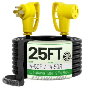 Ml-50a Powgrn 50 Amp Rv/ev Extension Cord 25 Ft Outdoor With Grip Handle Flexible Heavy Duty 6